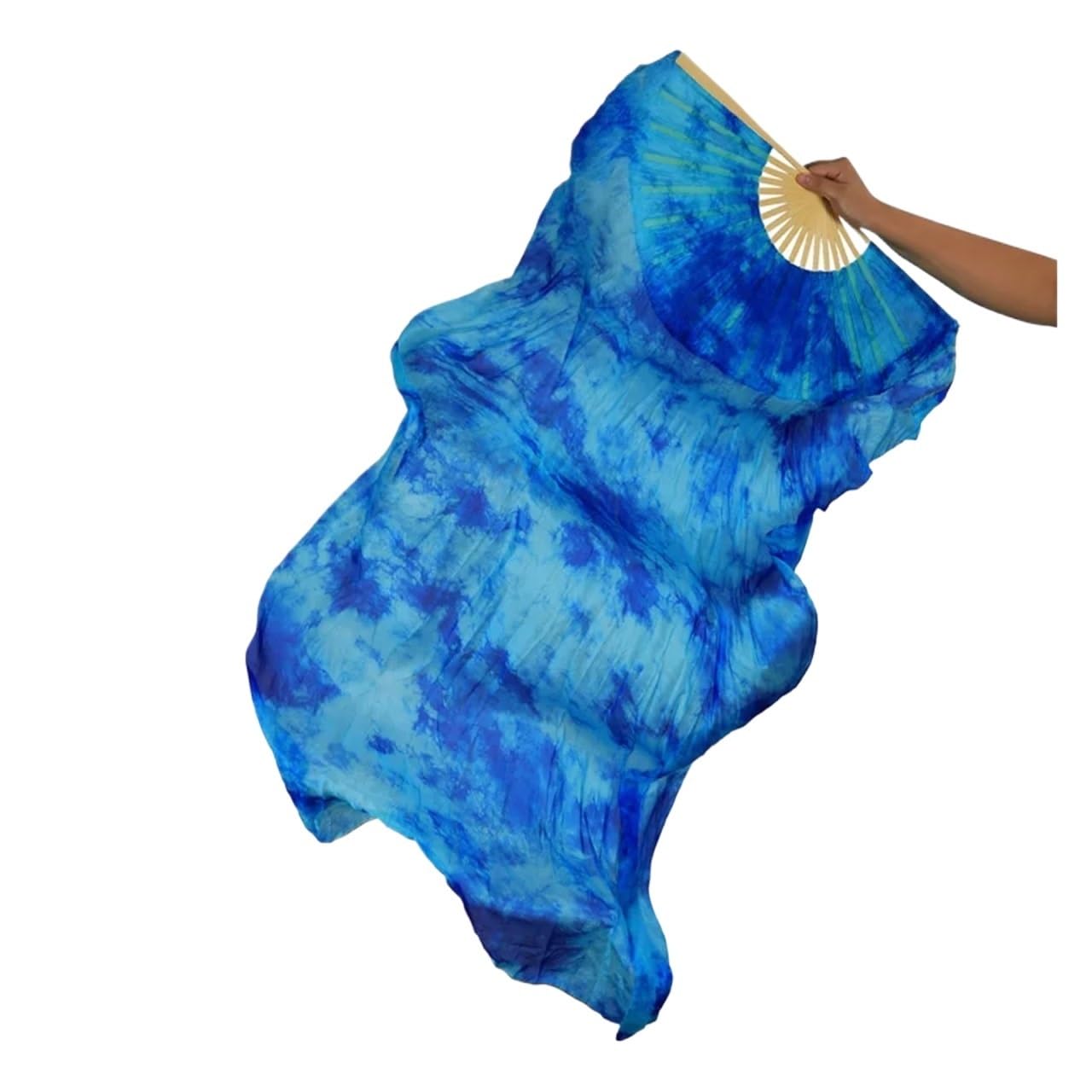 Chiński sztuczny taniec brzucha Jedwabne wachlarze do tańca brzucha Bambusowy welon typu tie-dye, zestaw 2 sztuk Wielokolorowy 180 cm x 90 cm(As Picture-02)