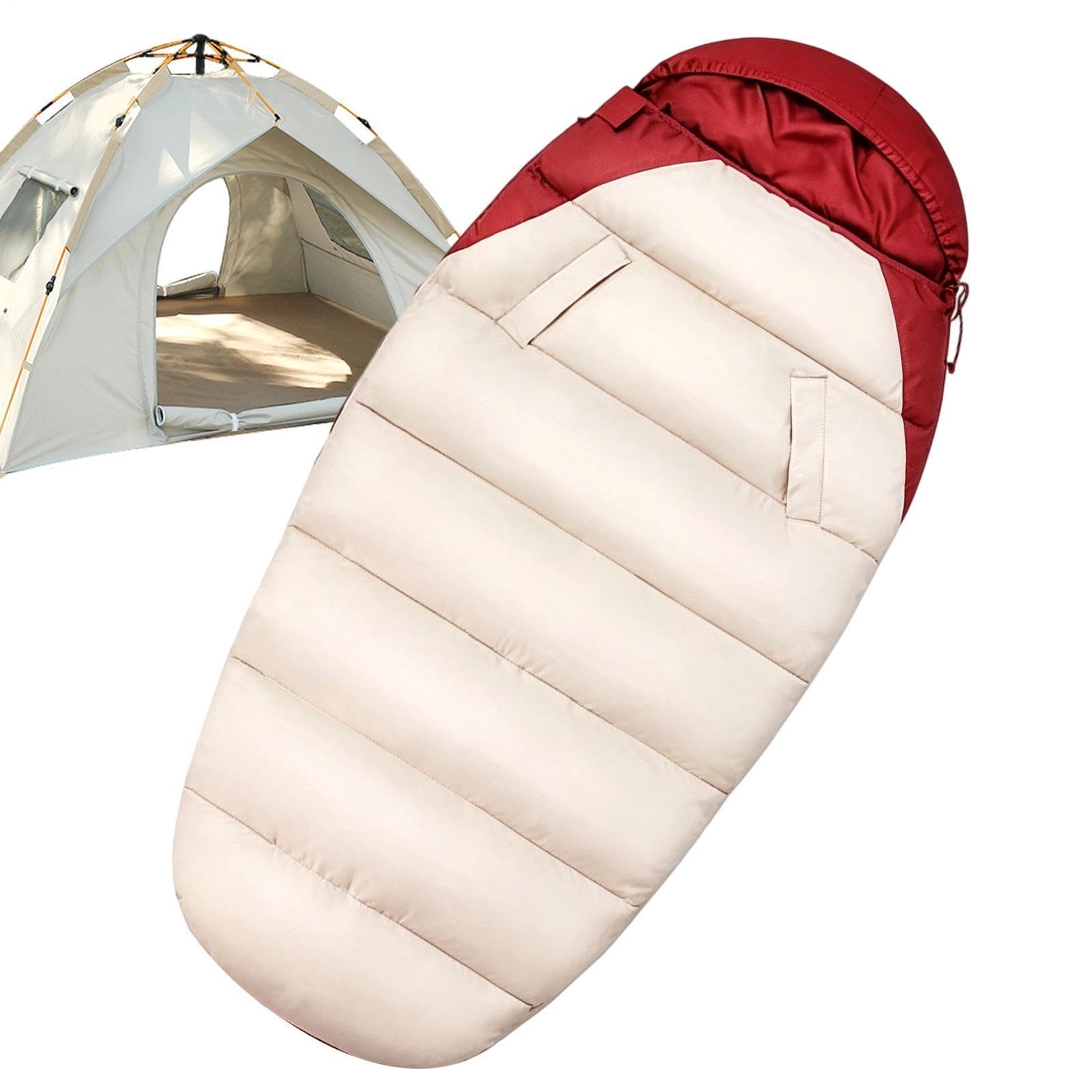 Sacco a pelo per adulti, 220 x 95 cm, con cappuccio, indossabile, materassino | Sacco a pelo queen size per tenda, all'aperto, primavera, estate, autunno, viaggi, letto, casa e asilo