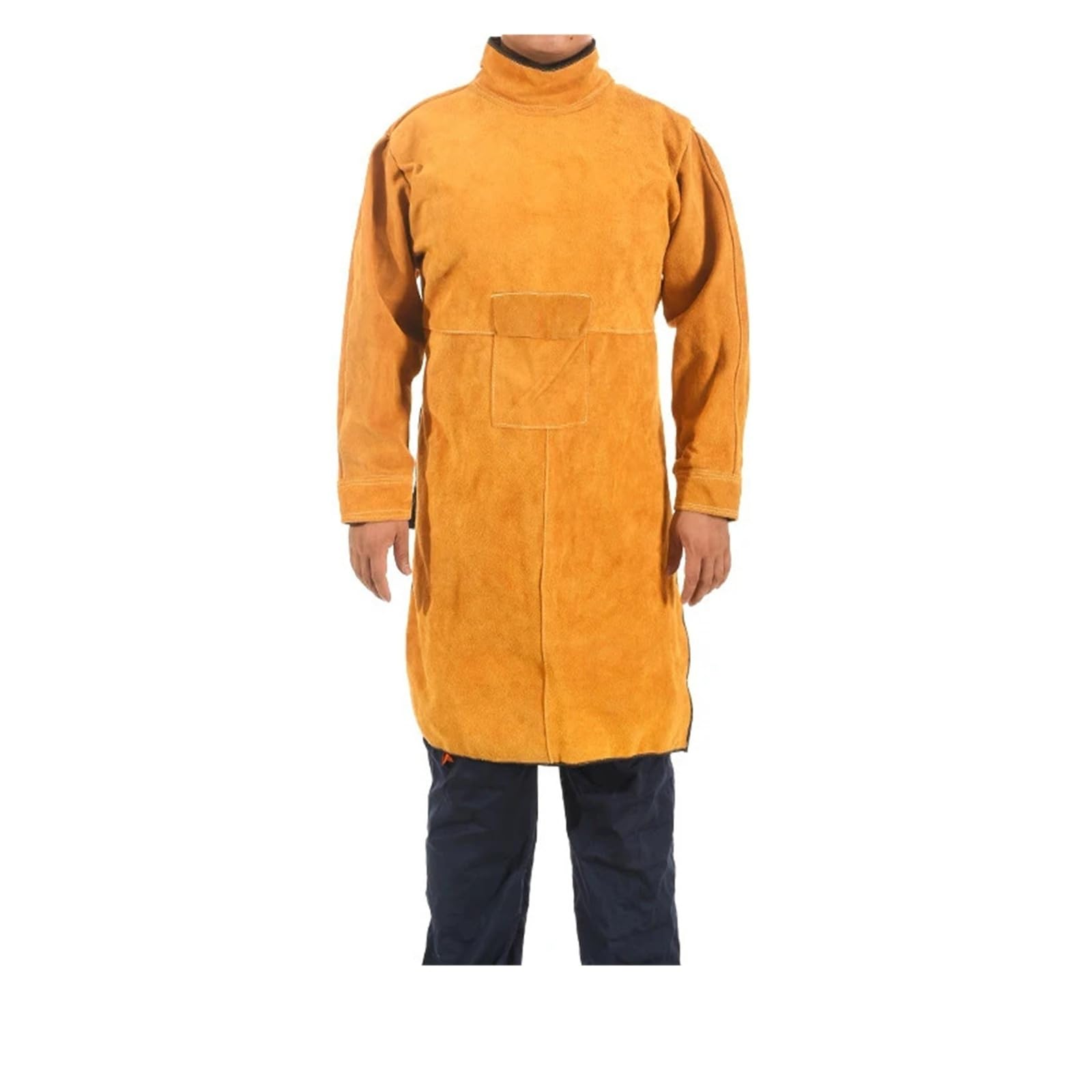 LNHHG Welding Clothes, Welding Long Coat Apron Leather Sleeved Welder Protective Clothing Flame Retardant