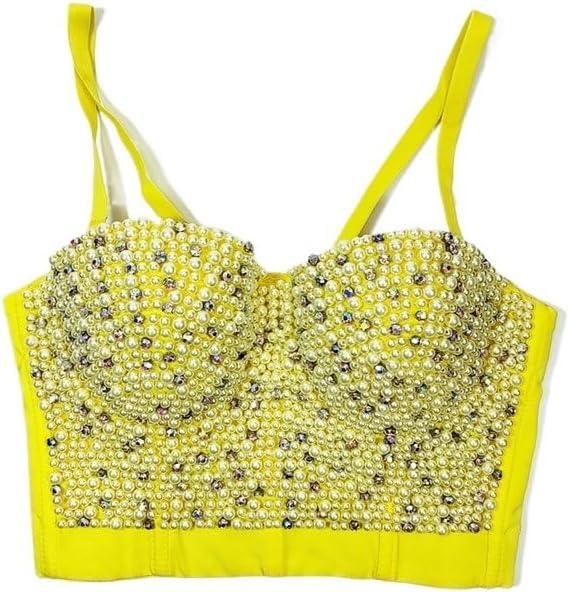 Pearl Camisole Short Shaping Top Inner Wear Or Outer, Beaded Diamond Nightclub Tube for Women