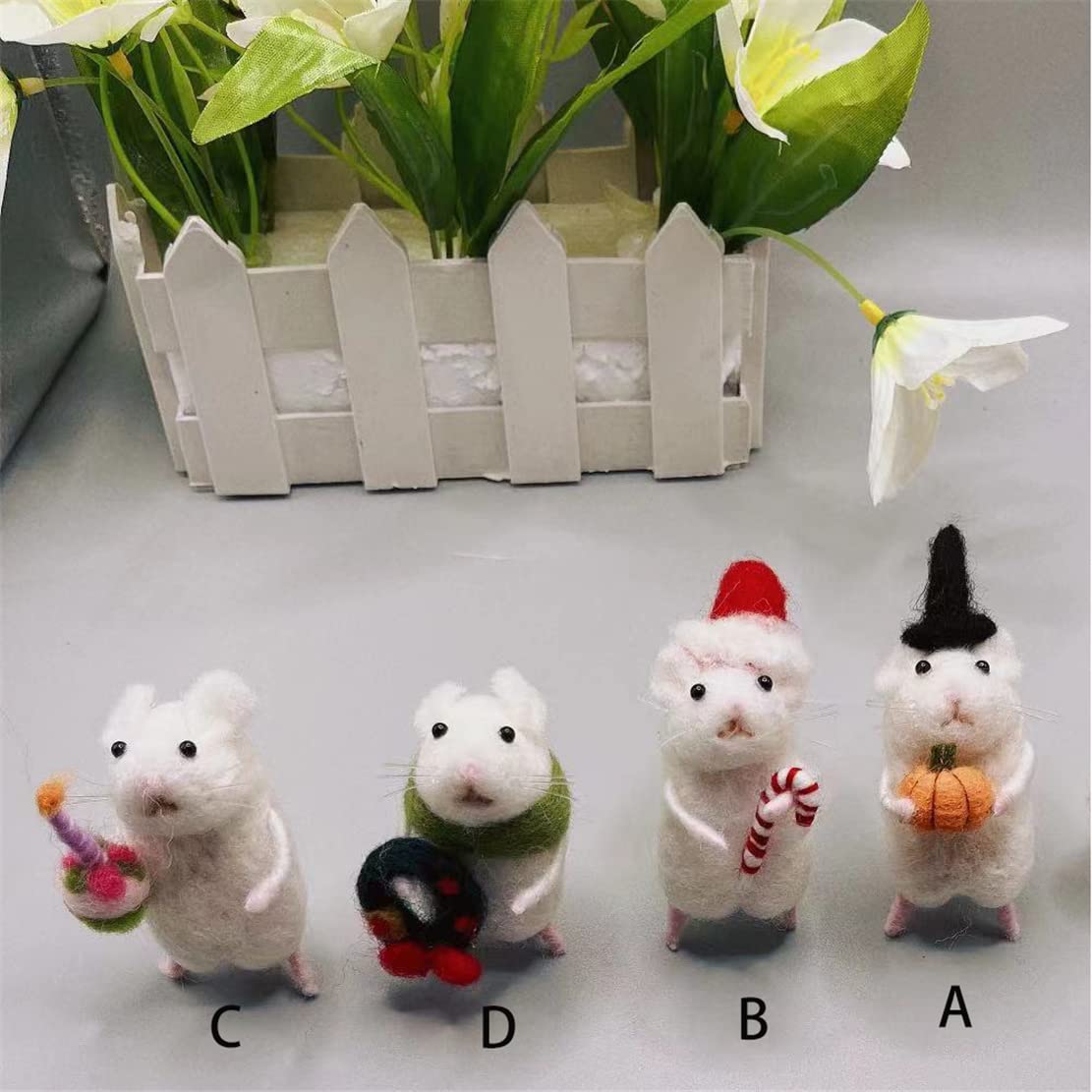 Souris poupée aiguille de noël feutré souris aiguille feutrée artisanat décorations mignon