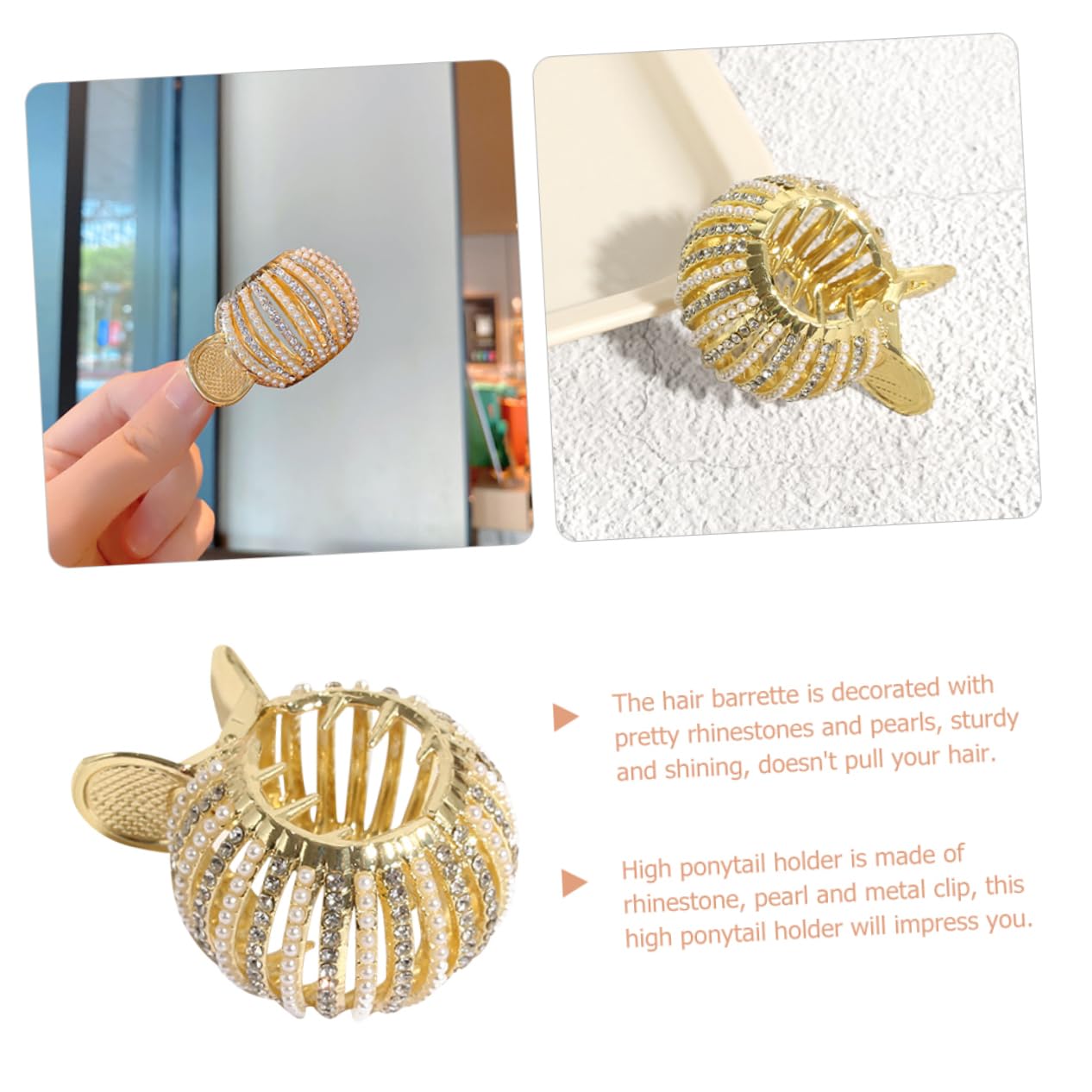 POPETPOP 5pezzi Fermaglio Per Coda Alta Decorato Con Perle Clip Elegante Per Spessi e Lunghi Accessorio Per Occasioni Speciali e Quotidiane Per Matrimoni e Feste