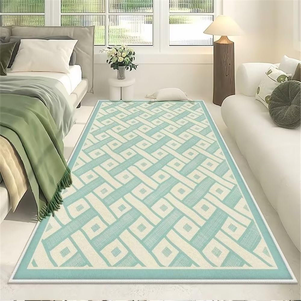 Tapis de salon bleu grand format 200x250 de style scandinave