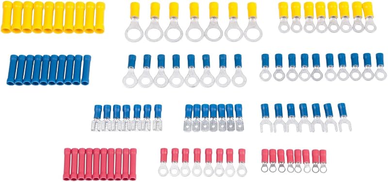 TK-806 Terminal Assortment Includes Ring and spade terminals, butt splices, male and female disconnects, 22-10 AWG, 100-Piece
