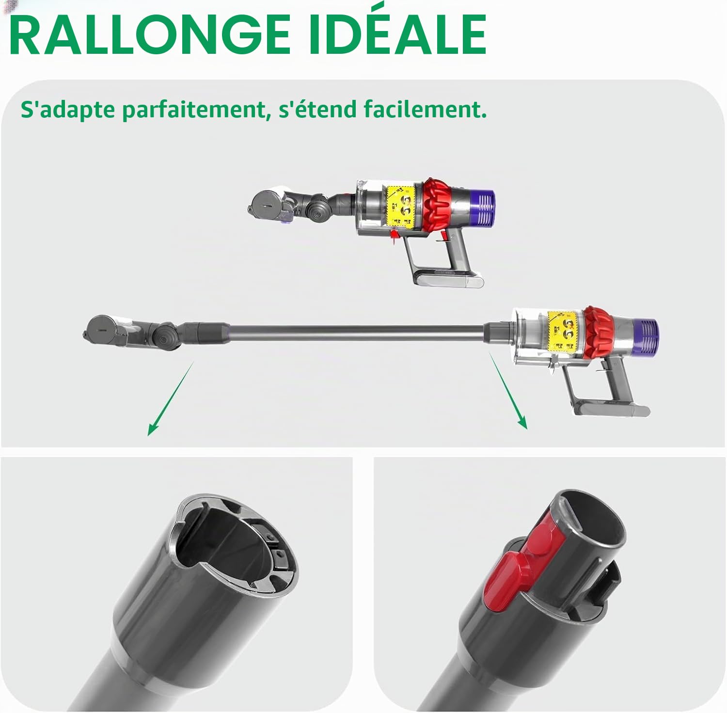 Tuyau de rechange à dégagement rapide compatible pour aspirateur Dyson V15 V11 V10 V8 V7, pièce d'accessoires de 73cm pour nettoyage à domicile et bureau, gris