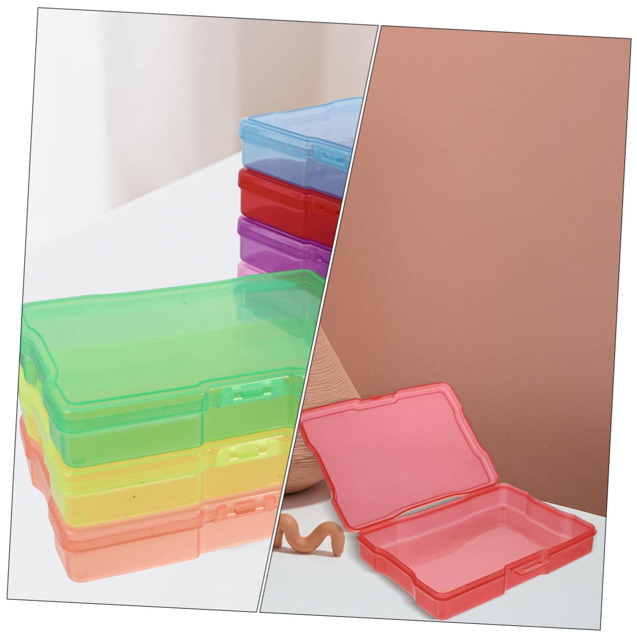 Housoutil Boîtes de Rangement en Plastique Amovibles Lot de 10 Couleur Aléatoire Design Simple et Généreux pour Photos et Cartes Postales pour Bureau ou Étagère