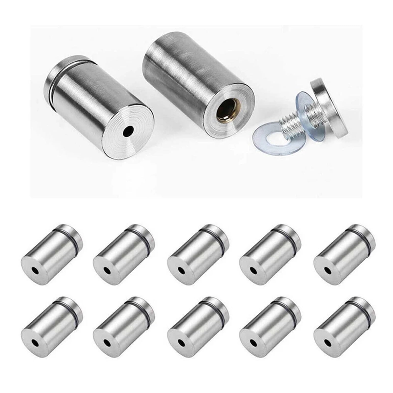 Tornillo de fijación para vidrio, Tornillos de separación acero inoxidable plateados for montaje en pared, letrero acrílico vidrio, 45 Uds(12x20mm 45pcs)