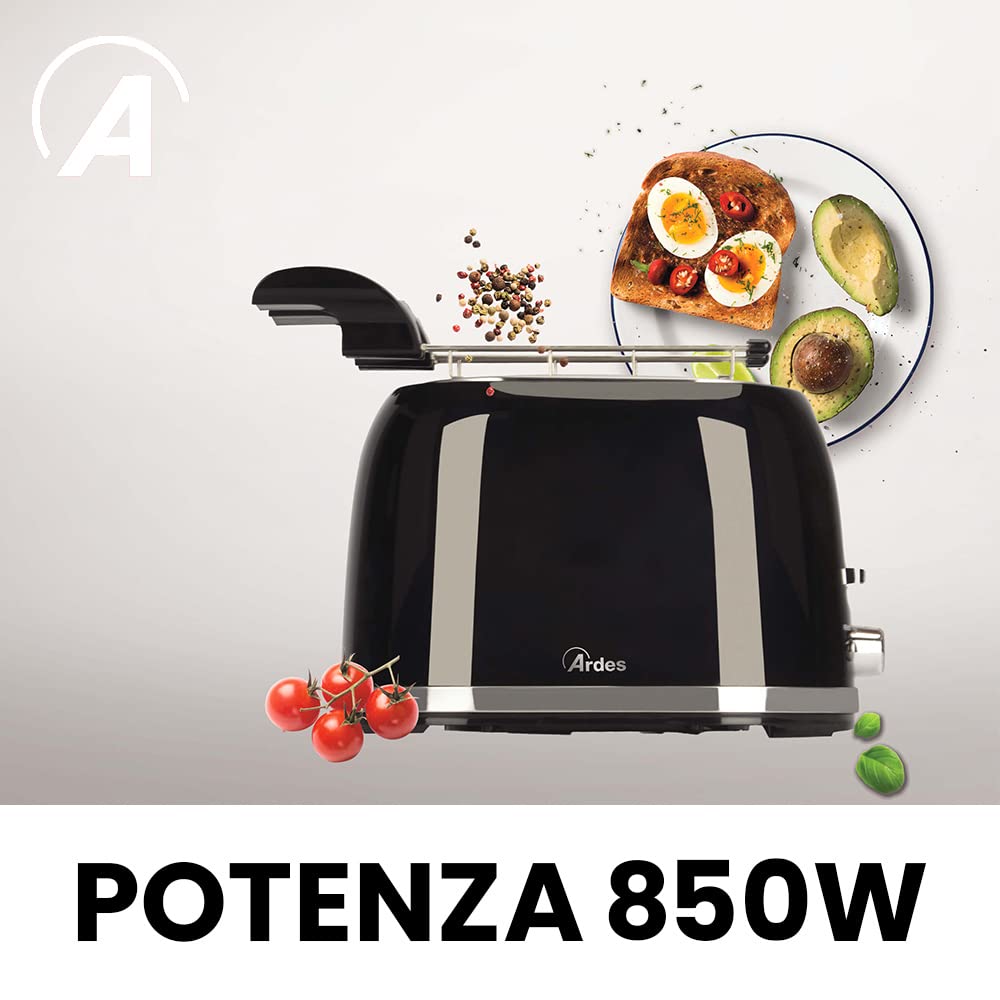Ardes PRESTIGE ARTOAST03 – Tostapane con pinze per toast ripieni, 7 livelli di doratura, 2 timer, vassoio raccogli briciole rimovibile e design in acciaio inossidabile