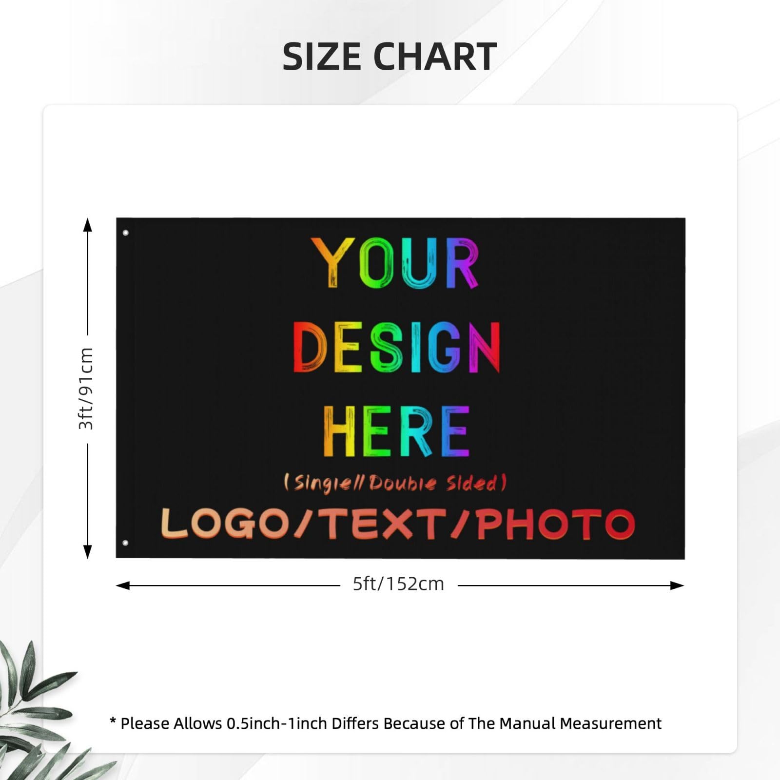 Drapeau Ou Bannière Personnalisable - Ajoutez Votre Logo/Photo/Text - Taille 3x5 Pieds (Simple Face) - Idéal Pour Jardin, Événements, Décoration - 3