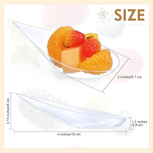 Miniatura 3 de 300 piezas de 4 pulgadas, mini platos de lágrima para aperitivos, cucharas de plástico, suministros de catering, platos de degustación, cuencos de