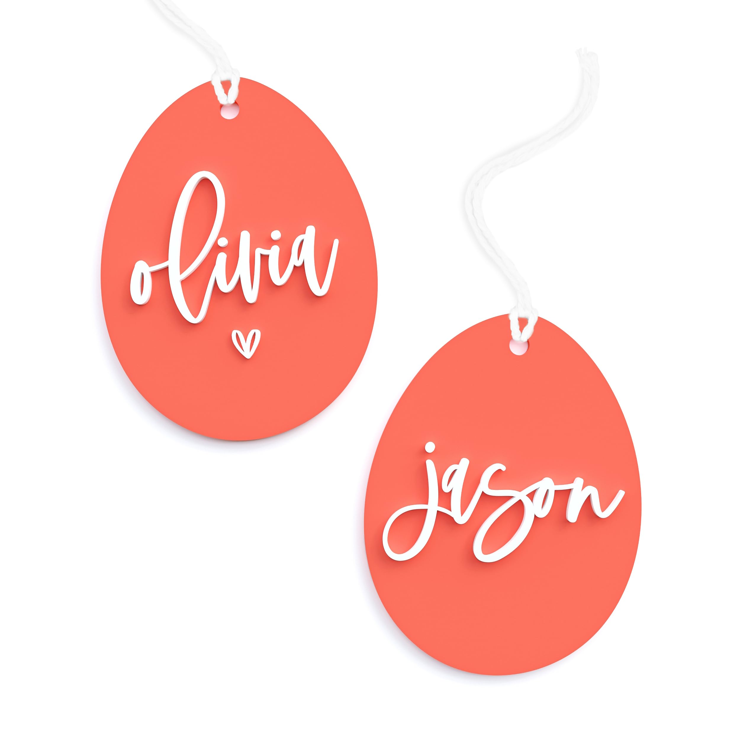 The Cotton & Canvas Co. Personalized Name Easter Egg Acrylic Gift Tag, Gift Wrap, Name Tag, Happy Easter, Easter Tag, 3D, Easter Basket Marker, Bunny,