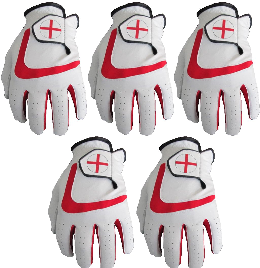 Divot Diva 5 England or Scotland All Weather Golf Gloves 4 Men Gents (England, Large)