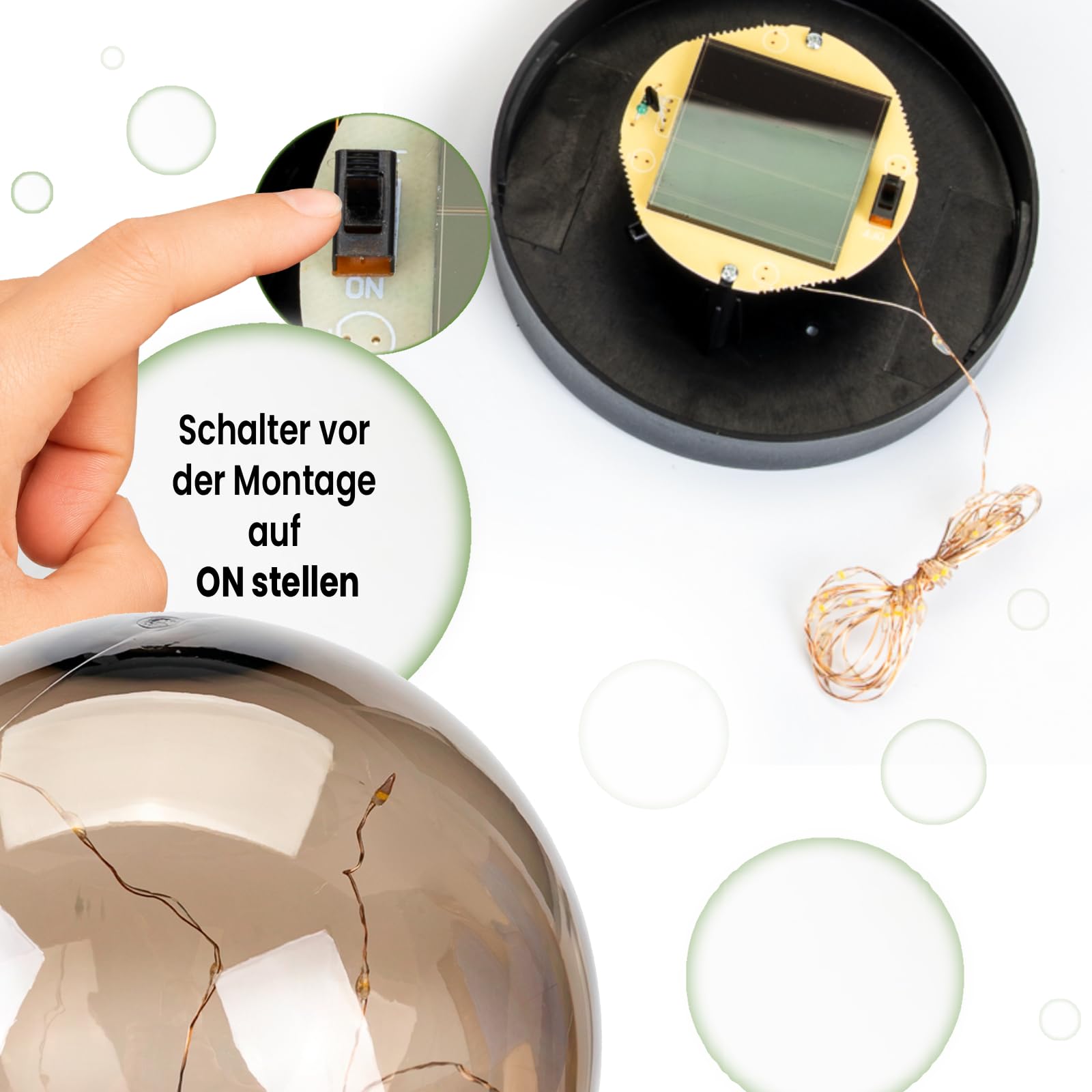 Lumiled 4 Stück Solar Kugelleuchte Gartenleuchte mit Erdspieß Solarlampe Dämmerungssensor IP44 Warmweiß Rauchgrau Ø30 cm Wegeleuchte für Garten Terrasse Weg