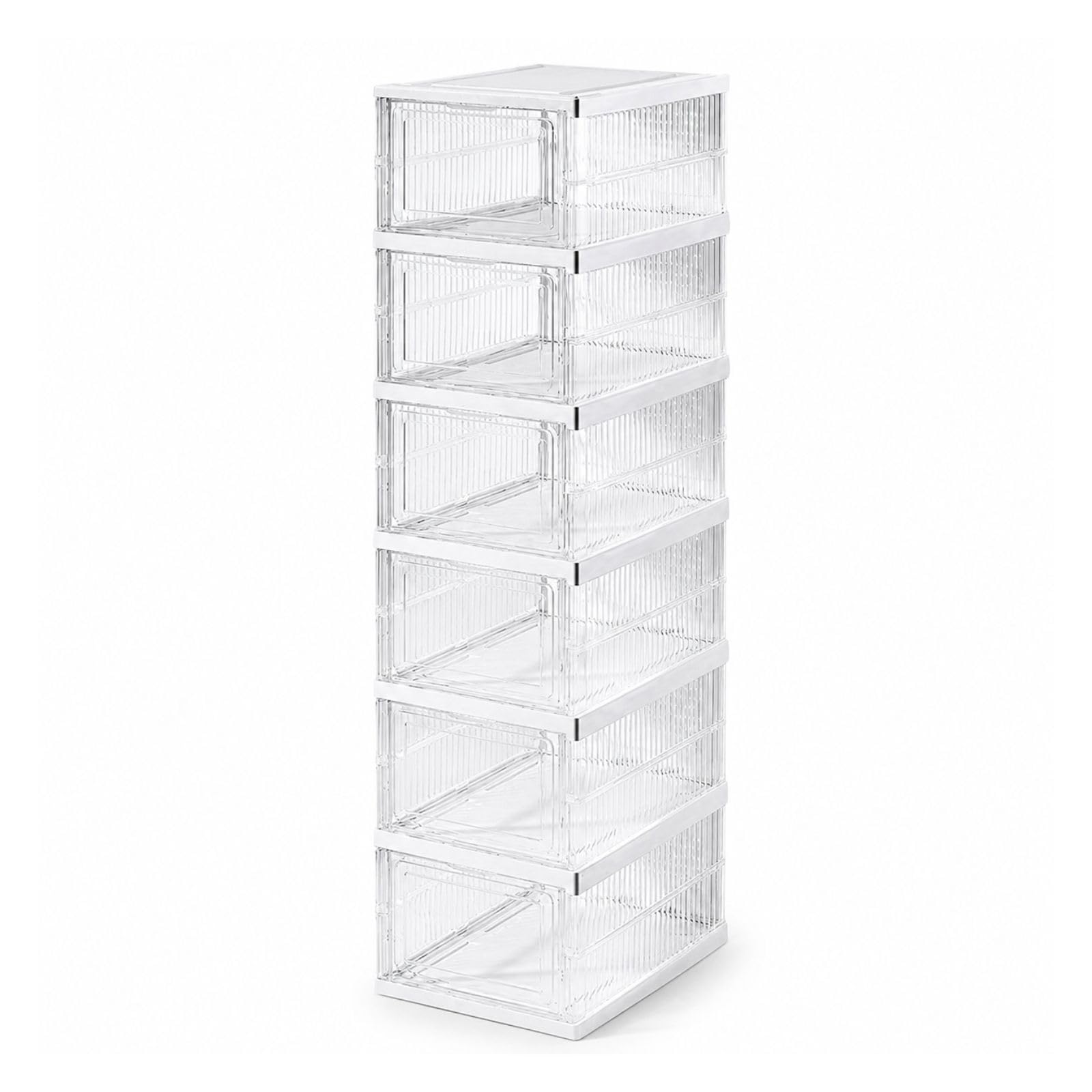 SMILEDRIVE® Foldable Shoe Rack | 6-Tier Storage Rack with Transparent Doors | Stackable Small Rack for Storage | Multi-Purpose Organizer for Clothes, Shoes, Books, Toys & Home Essentials-image-6