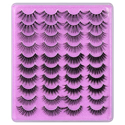 ALPHONSE 3D False Eyelashes Faux Mink Lashes 20 Pairs 16-20MM Wispy Fake Eyelashes Fluffy Volume Lashes Pack 5 Styles Mixed