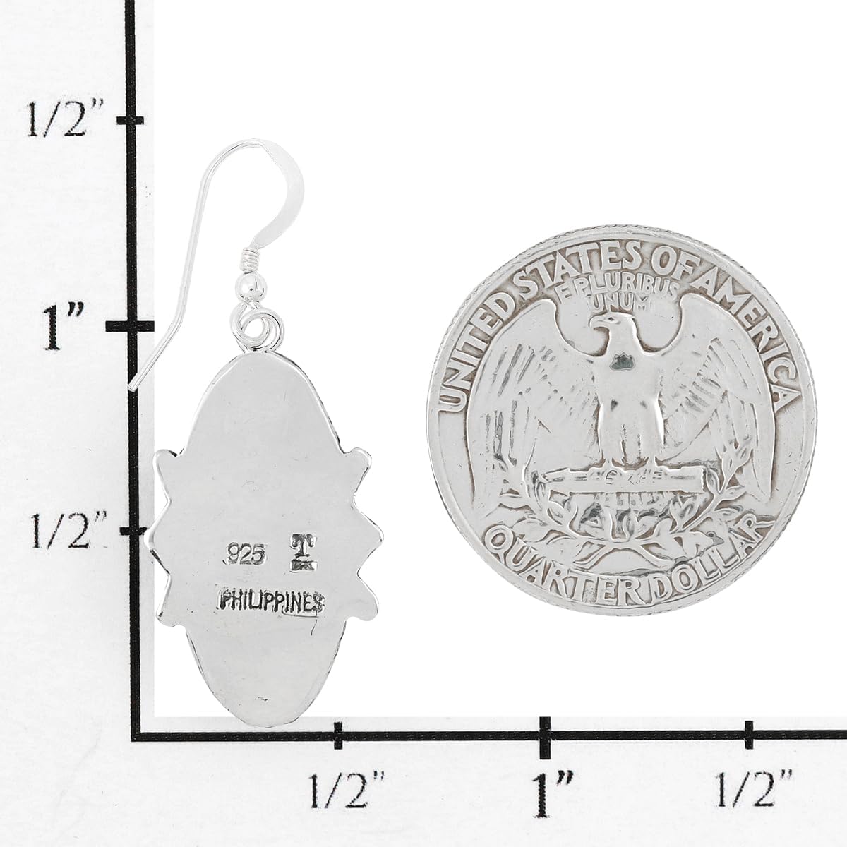 Turquoise Earrings 925 Sterling Silver & Genuine Gemstones - Image 4