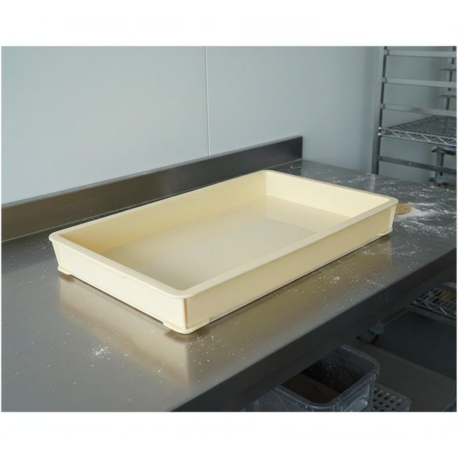 Cassetta Lievitazione Impasto Pizza Spesso Contenitore Lievitazione Pizza Superficie Liscia Cassetta Portaimpasto per Pizzaioli, Panettieri, Pizzeria, Giallo, Grande 575 385 130mm
