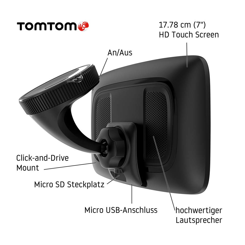 TomTom Navigationsgerät GO Discover (7 Zoll, Stauvermeidung Dank TomTom Traffic, Karten-Updates Welt, schnelle Updates via WiFi, Verfügbarkeit von Parkplätzen, Kraftstoffpreise)