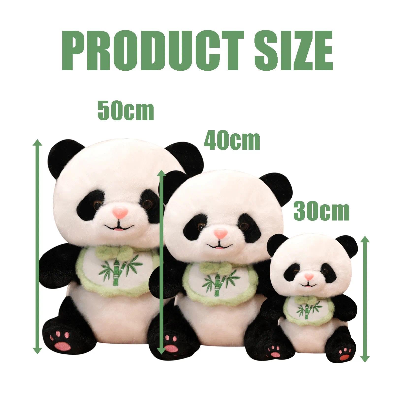 Peluche a forma di panda seduto con bambù, 50 cm / 20in