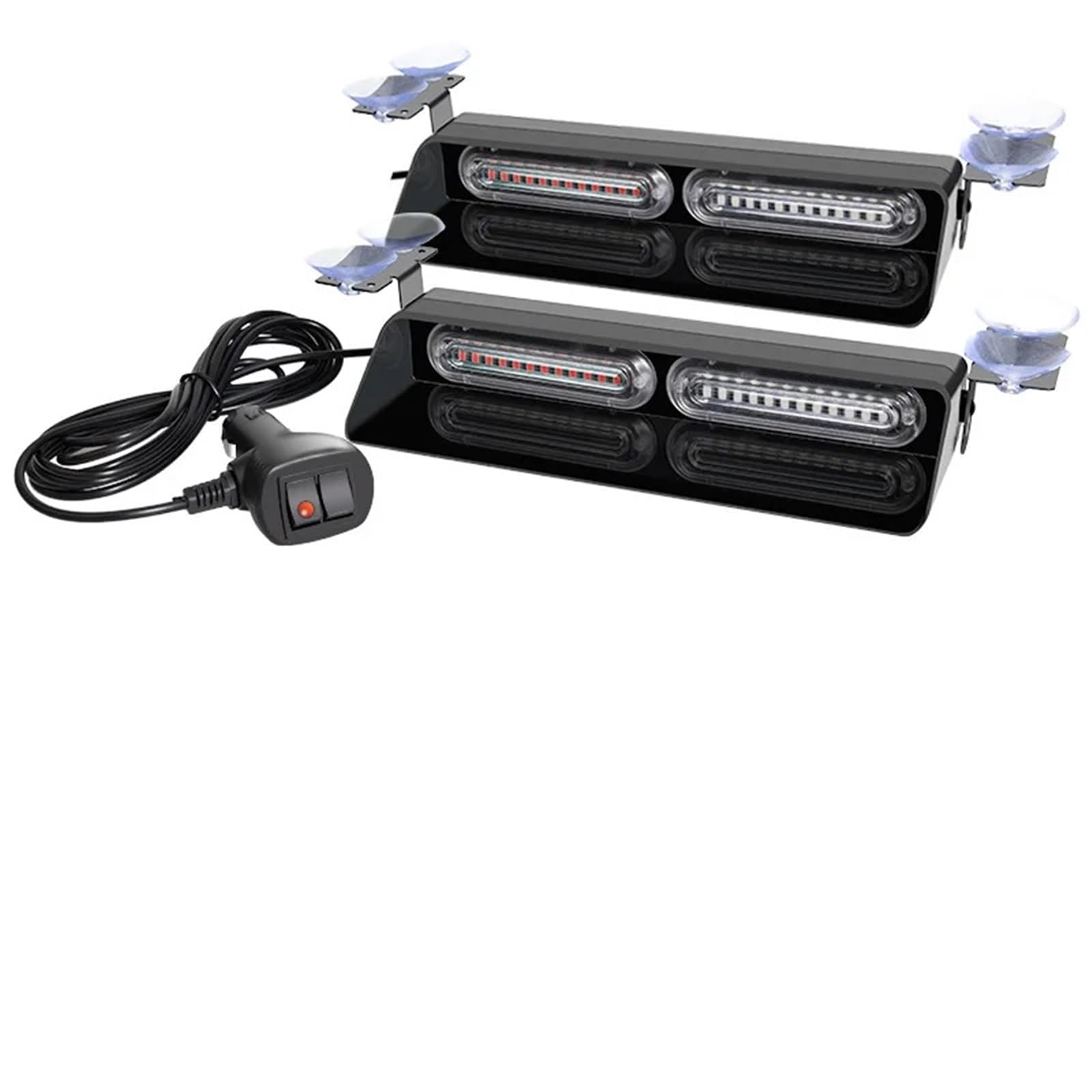 2 luces estroboscópicas de emergencia for coche, 24 LED, for parabrisas, señalización de seguridad, baliza intermitente, for camiones, ambulancias y policía, 12/24 V(Red Blue)