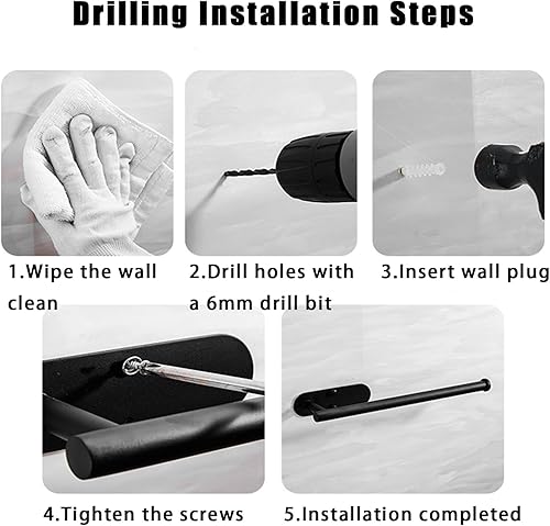 Miniatura 7 de Toalleros de papel para debajo del gabinete, soporte de pared autoadhesivo y tornillos, acero inoxidable SUS304 grueso de tubo de acero inoxidable