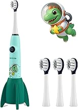 Vekkia Sonic Rechargeable Kids Electric Toothbrush for Ages 5-12+, Electric Toothbrush Kids with Timer 2 Minutes, 3 Modes with Memory, 35,000 VPM, IPX8 Waterproof, Long Battery Life, 4 Brush Heads