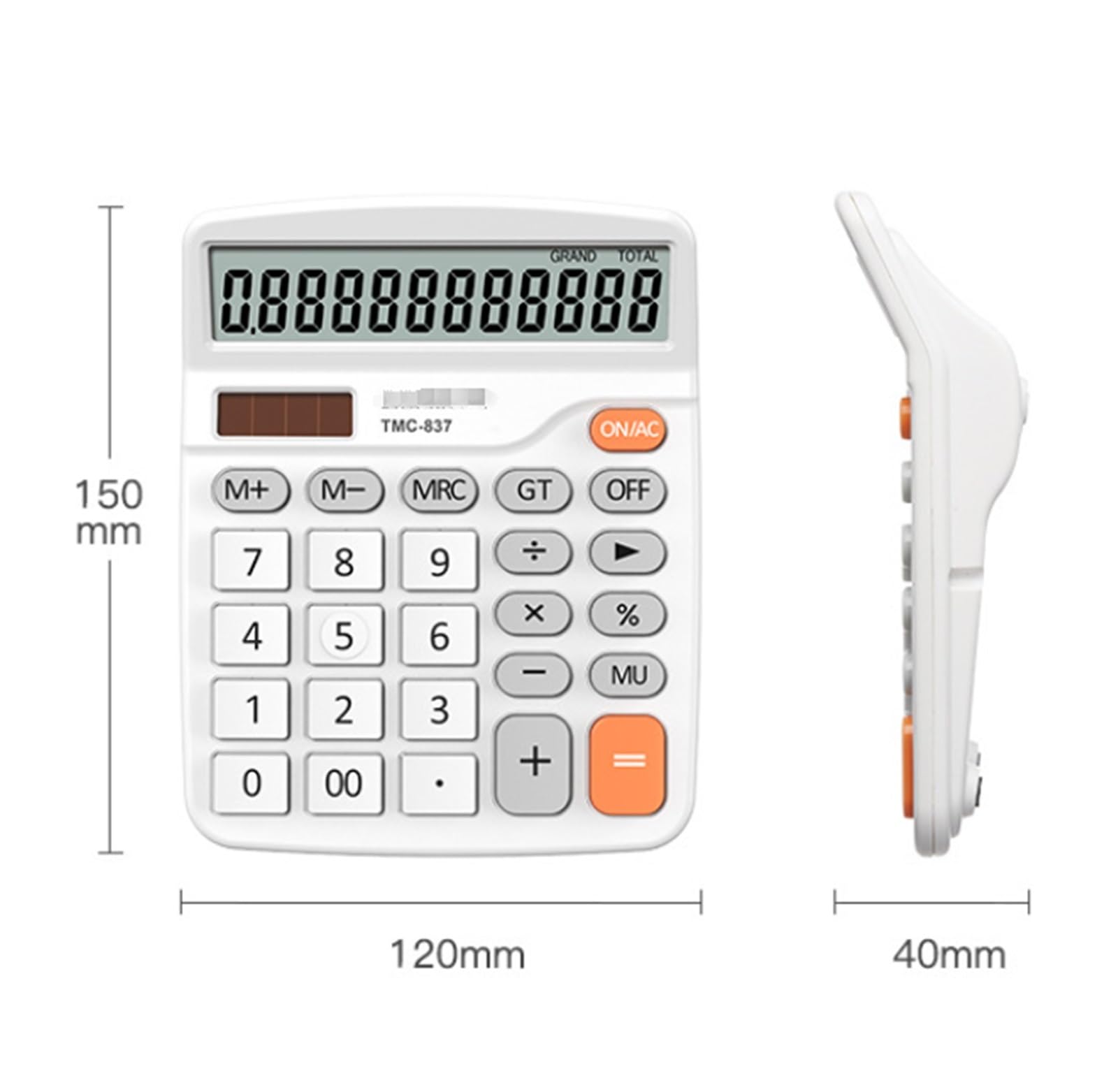 Calcolatrice Casa Ufficio Calcolatrice Scientifica LCD Display 12 Cifre Portatile da Tavolo for Uso in Ufficio Perfetta per Scuola(White)