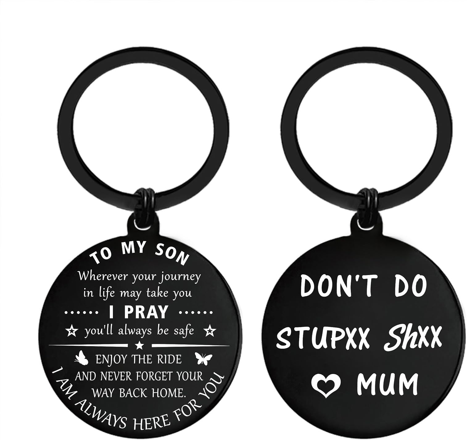 Fathers Day Son Gifts, Dont Do Stupid Keyring for Teen Boy Graduation Birthday Christmas