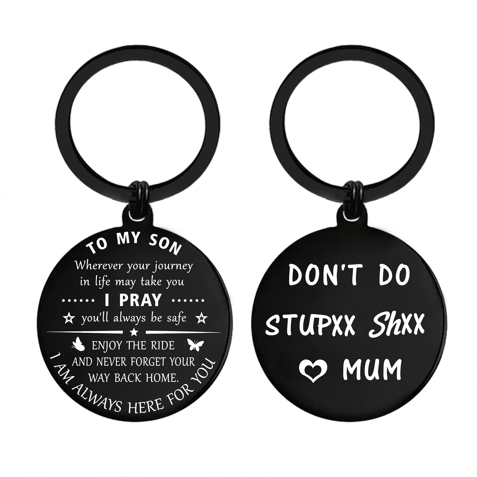 ENGZHI Fathers Day Son Gifts, Dont Do Stupid Keyring for Teen Boy Graduation Birthday Christmas