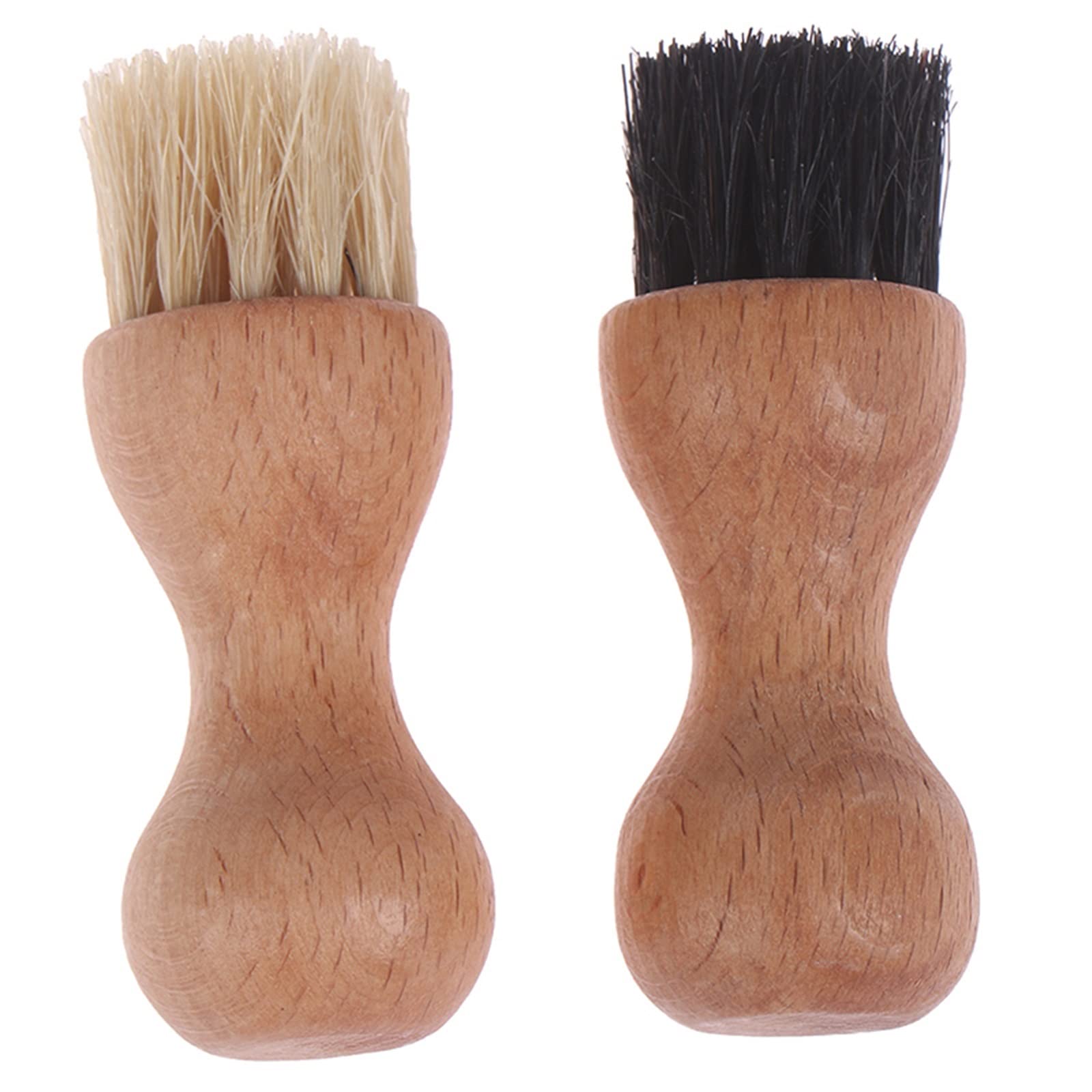 Cepillos para Zapatos, Zapatos de Madera Mango de Cepillo Cerdas Naturales Pelo de Caballo Brillo para Zapatos Cepillo de Limpieza para pulir (B)