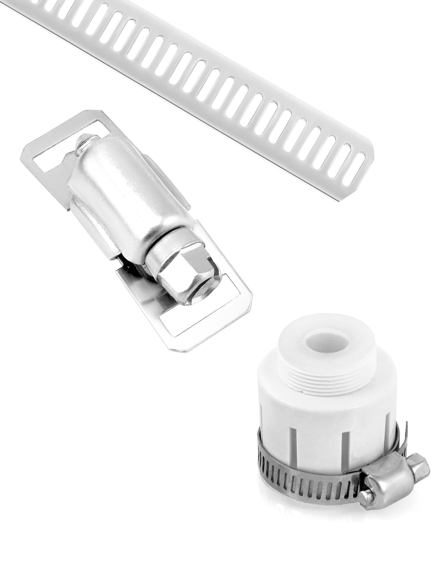 QWORK® Opaski zaciskowe regulowane ze stali nierdzewnej 304, opaski zaciskowe do węży 5m z 12 łącznikami do rur i przewodów paliwowych, rur, kanałów powietrznych