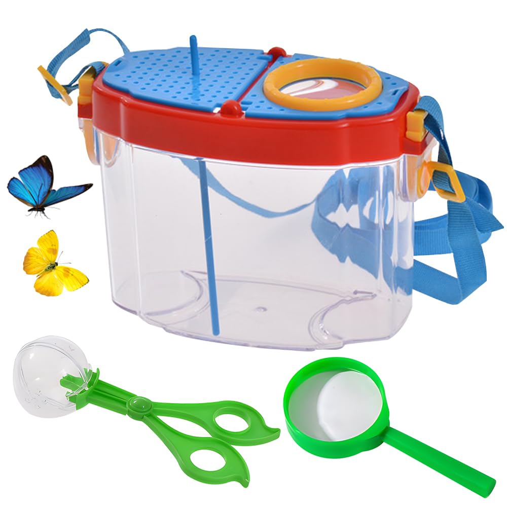 Lotvic Caja de Observación de Insectos para niños, Kit Explorador Niños, Cajas de Insectos con Lupa, Caja de Colección de Insectos con Pinzas, Exploración Ciencias Naturales para Niños y Adultos