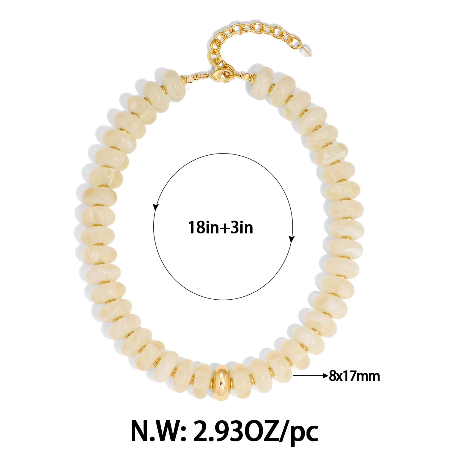 FAUTHENTICUTE Mothers Day Gifts Chunky Beaded Choker Necklace for Women Statement Necklace with Gold Accent Adjustable Beach Summer Jewelry Trendy Boho Necklaces in Multiple Colors y2k Jewelry — view 6