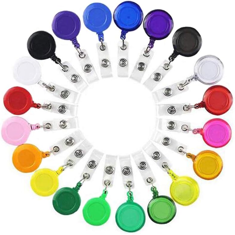 Lot 100pcs Mixed-Color Reel Retractable Key Clip ID Badge Key Card Name Tag Holders with Belt Clip for Keys-ids-Badges