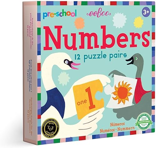 eeBoo: Pares de rompecabezas de números preescolares, manera fácil y divertida para que los niños aprendan números, herramienta educativa,