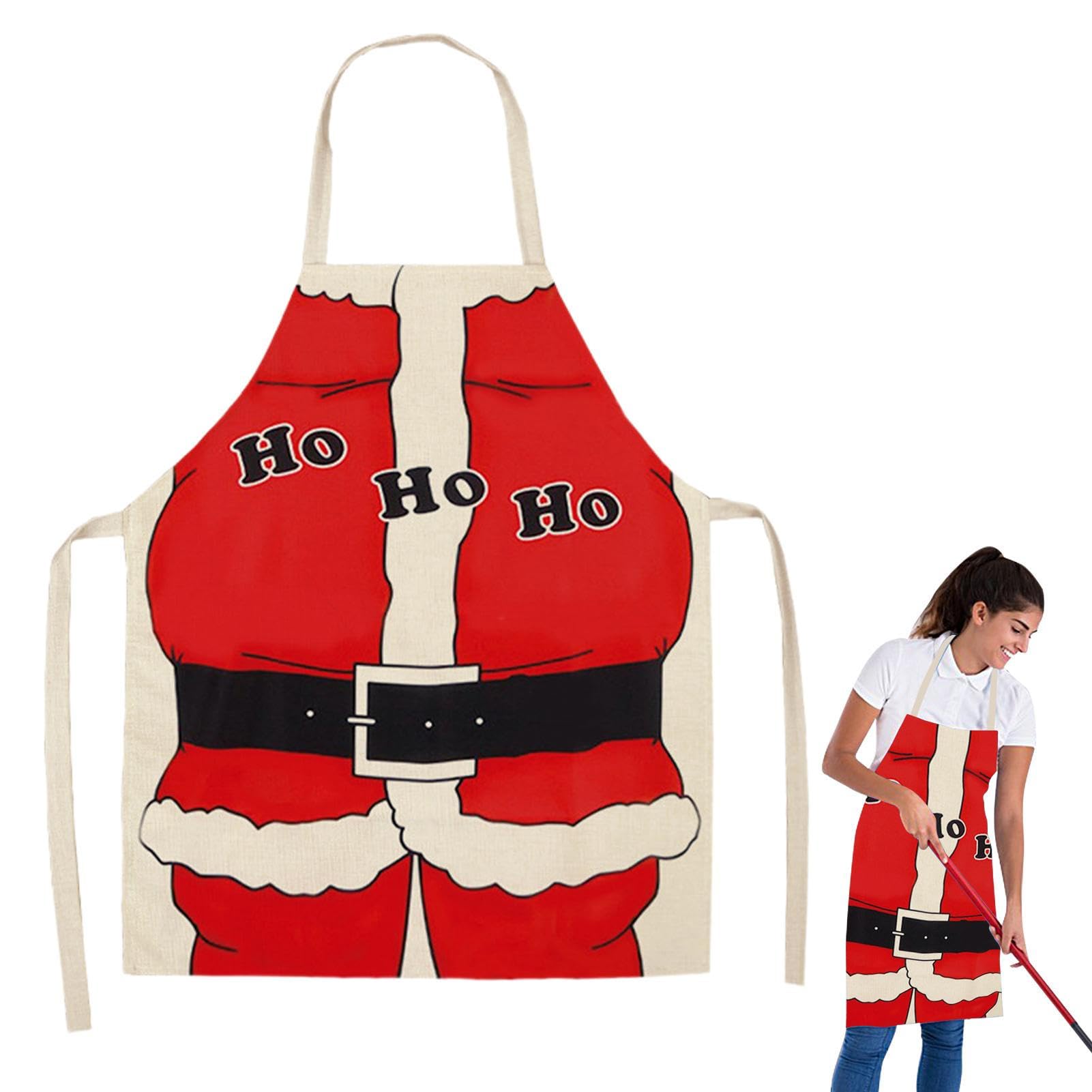 Delantales de Navidad para adultos, impermeable, a prueba de aceite, con cuerdas ajustables, delantal de Navidad para mujer, delantal de cocina para chef, restaurante, limpieza del hogar