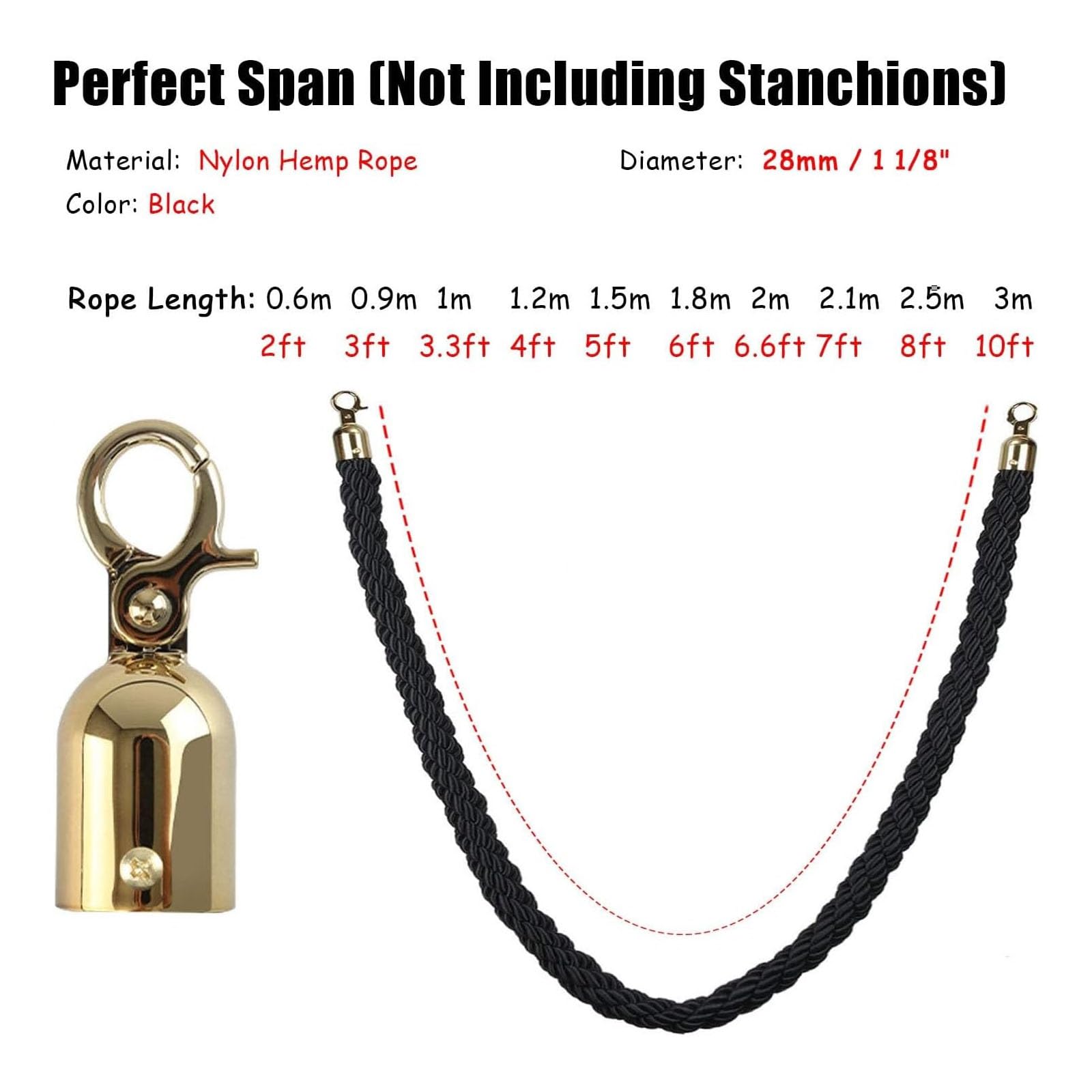 Lina odgradzająca, Pleciona lina konopna do rozdzielacza kolejki(Black silver Hooks,250cm(8ft))