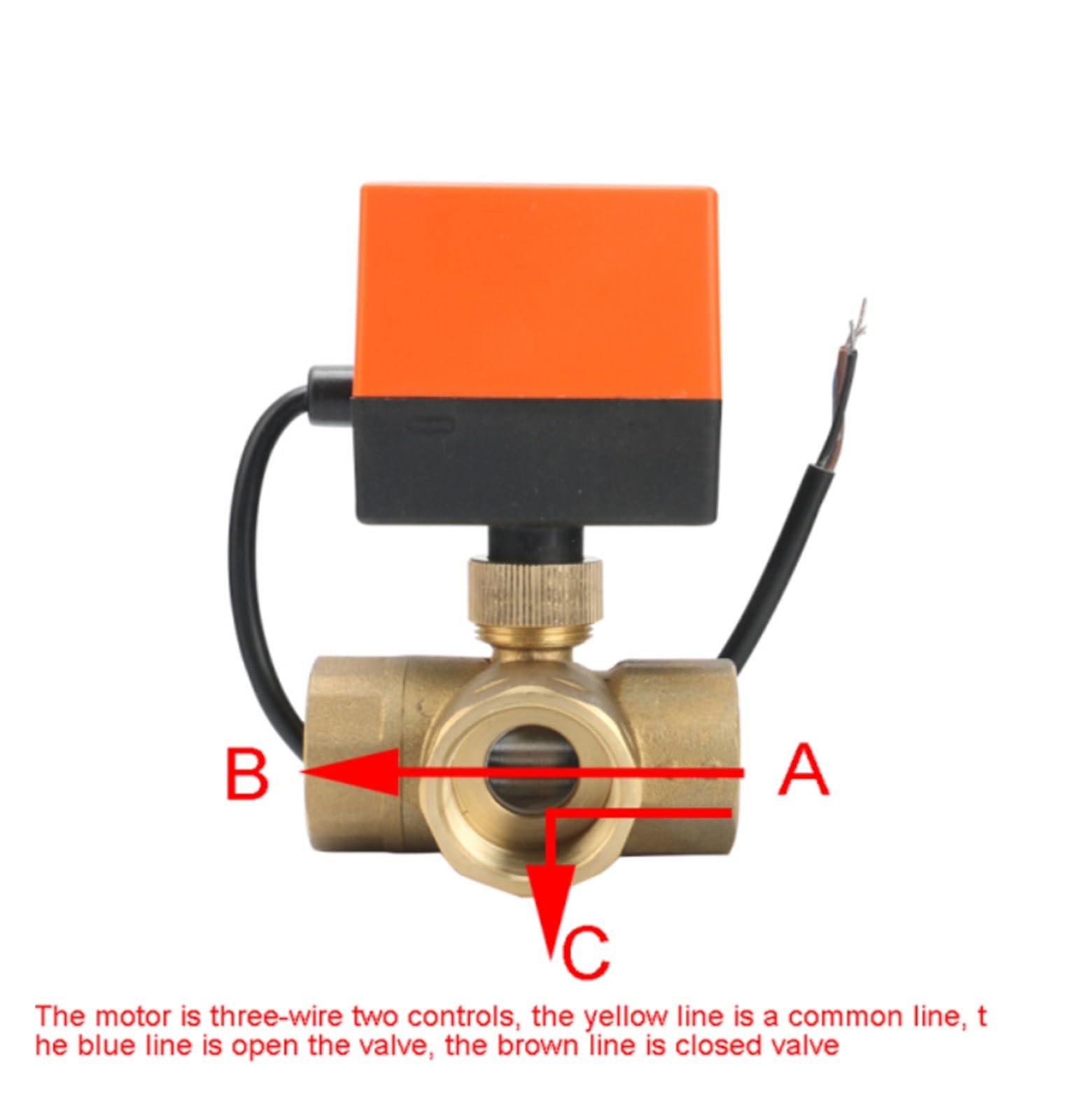 Valvola a sfera motorizzata a 3 vie da 1/2" DN15, controllo a due punti a tre fili, in ottone, elettrica, 220 V, 12, 24(12VDC)