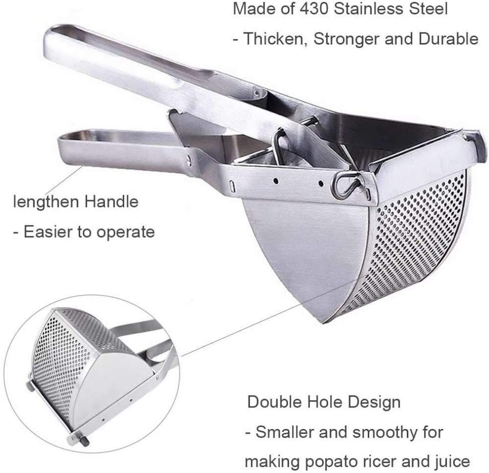 Kartoffelpresse Edelstahl Lebensmittelsieb für cremige Kartoffelpüree und Püree, Easy Press Squeezer für Rezepte