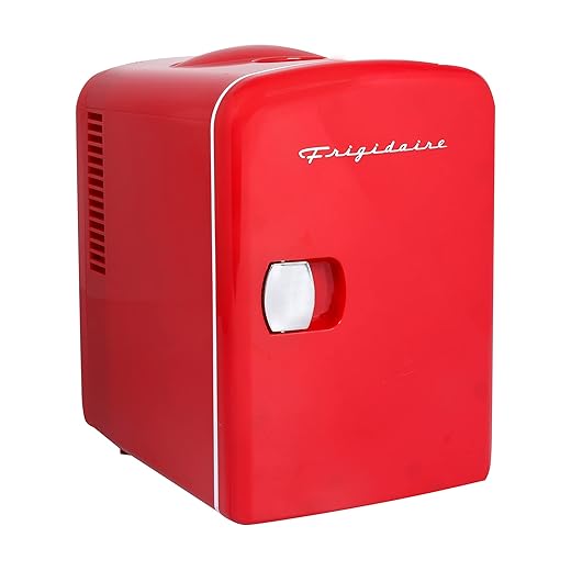 Frigidaire Mini Portable Compact Personal Fridge Cools & Heats, 4 Liter Capacity Chills Six 12 oz Cans, 100% Freon-Free & Eco Friendly, Includes Plugs for Home Outlet & 12V Car Charger - Red