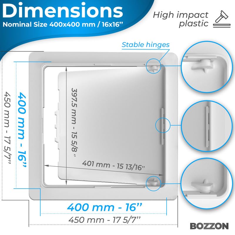 Image of Access Panel for Drywall - 16 x 16 inch - Wall Hole Cover - Access Door - Plumbing Access Panel for Drywall - Heavy Durable Plastic White