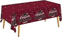 Gatherfun Graduation Tablecloths Graduation Party Table Decorations Waterproof Plastic Rectangular Disposable Table Cover for Congrats Grad Party Supplies 3PCS 54x108 Inch, Maroon