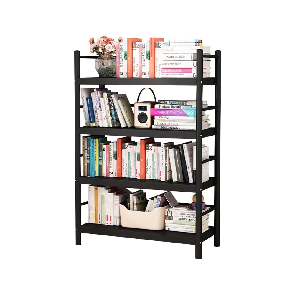 QD-WST 本棚 スチールラック ブックラック 収納棚 幅80cm 収納ラック 落下防止 大容量 耐荷重400kg 炭素鋼 キッチン オフィス 耐磨耗 4段 ブラック