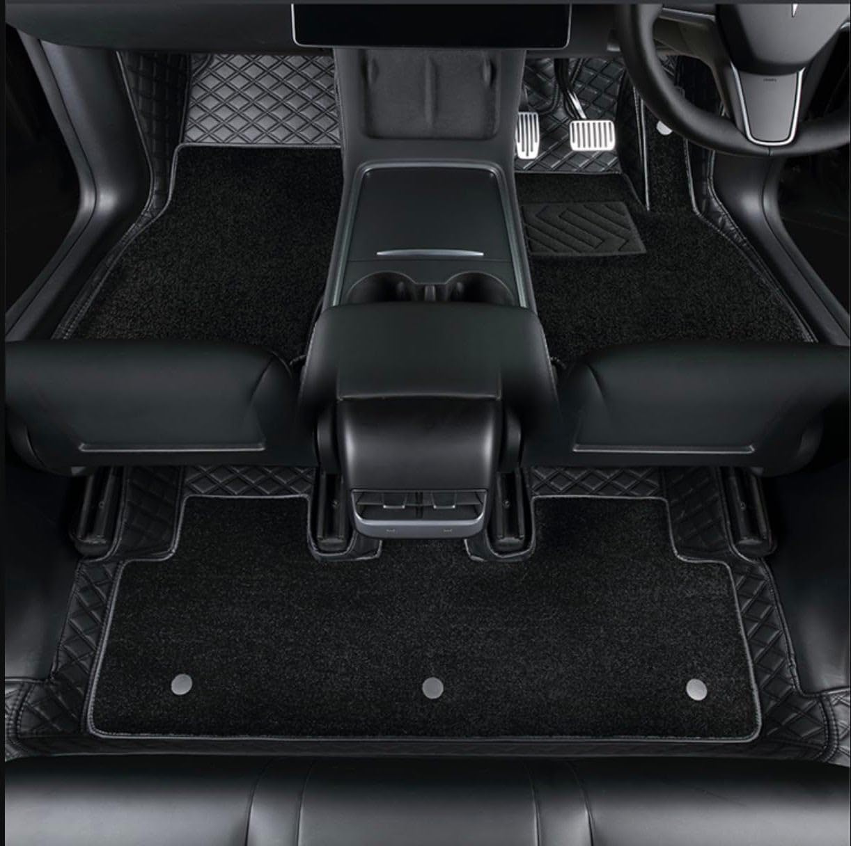 7D Car Mat Full Set for Tata Harrier EV || Luxury Leather with Grass Mat Complete Set || 100% Waterproof and Washable Car Floor Mat || Color : (Black)-image-26