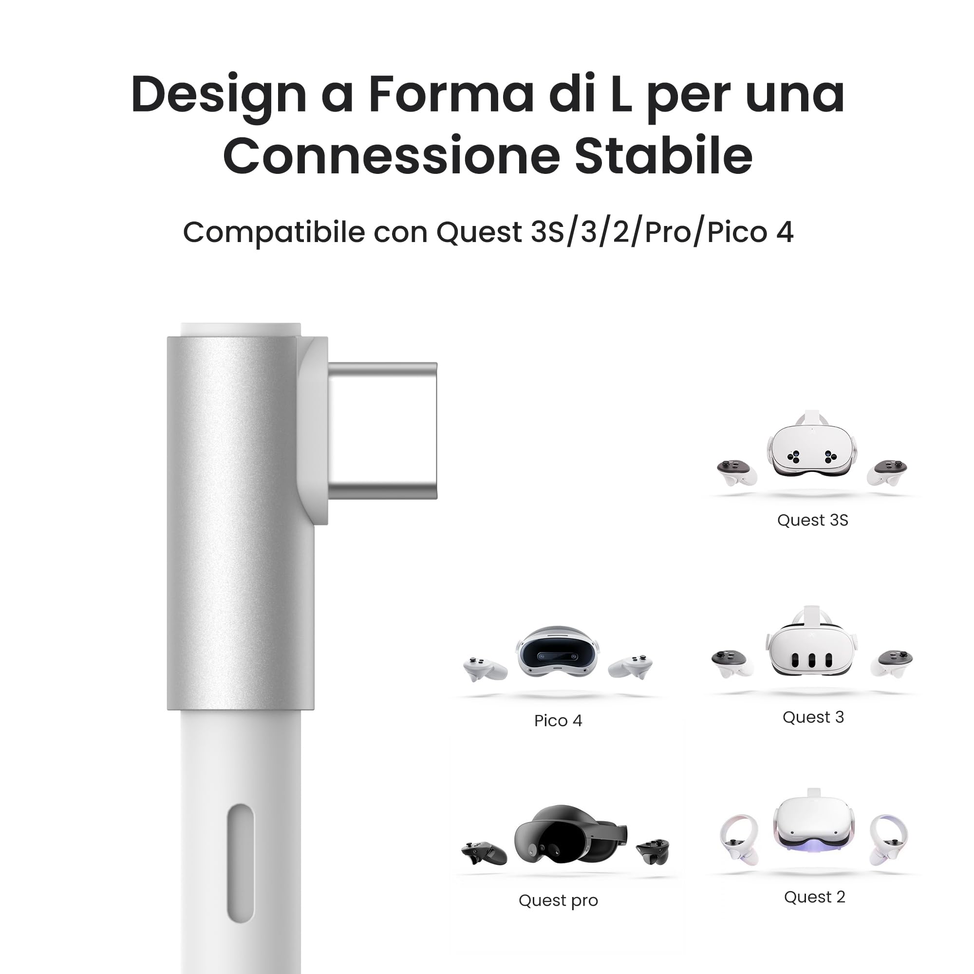KIWI design Cavo Link con Caricamento 5M Compatibile con Meta Quest 3s Quest 3 Quest 2/Pro/Accessori Pico 4 e PC/SteamVR, Cavo USB 3.0 a USB-C con Super Velocità 5 Gbps, per Gioco Prolungato