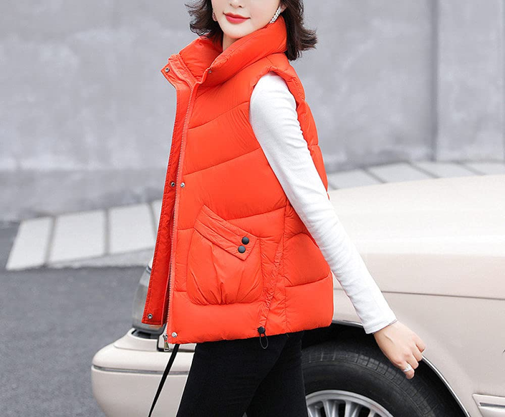 Chaleco Sin Mangas Para Mujer, Chaleco Acolchado Mujer Chaqueta Sin Mangas Naranja Glossy Puffer Steppweste Chaleco Elegante Chaleco Acolchado Sin Mangas Abrigo Puffer Mujer Niña Invierno Chaleco