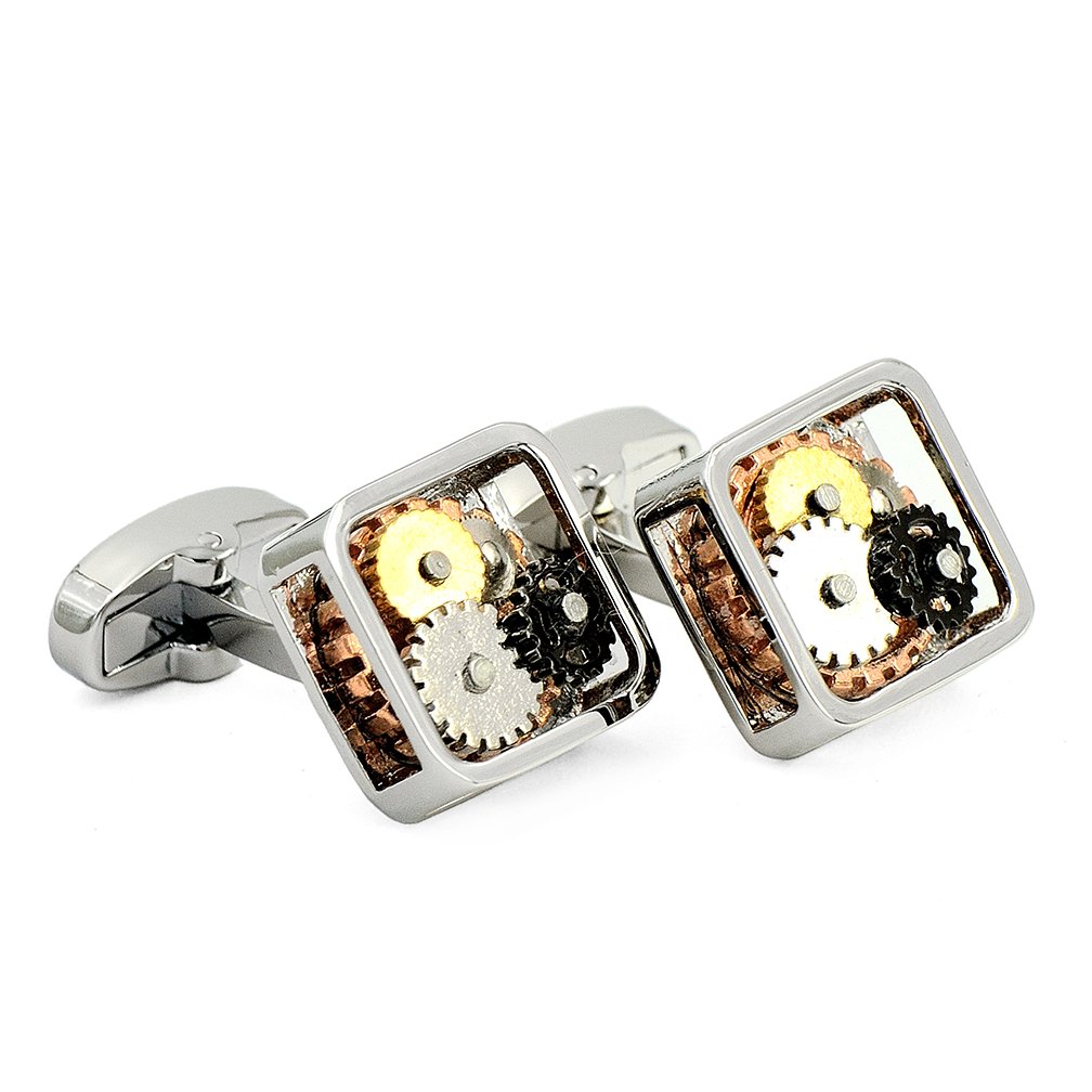 ENVIDIA Vintage Steampunk Mechanical Cufflinks with Gift Box