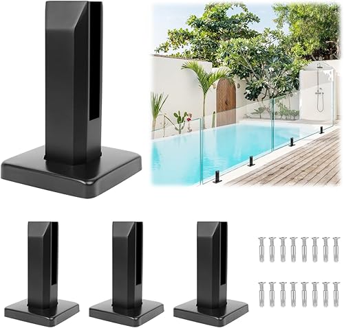 LukLoy - Paquete de 4 espigas cuadradas de vidrio de acero inoxidable 304 para valla de piscina, abrazadera de espiga para el hogar, jardín,