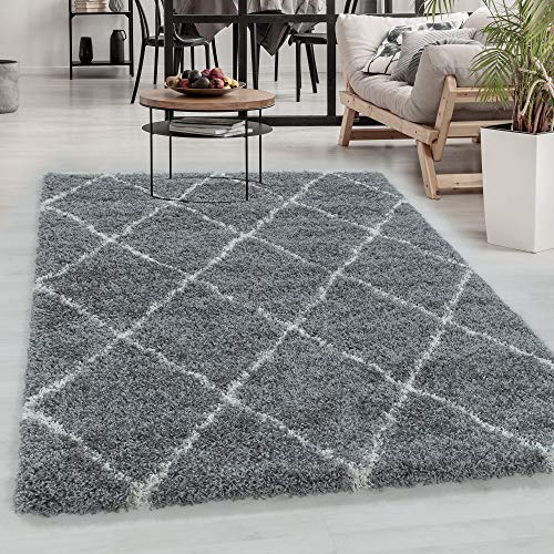 Carpetsale24 Alfombra de diseño de Pelo Grueso, Estilo escandinavo con diseño de Rombos, Alfombra Shaggy, Alfombra mullida de Pelo Largo, Rectangular, Alfombra de salón, tamaño: 160 x 230 cm Cover
