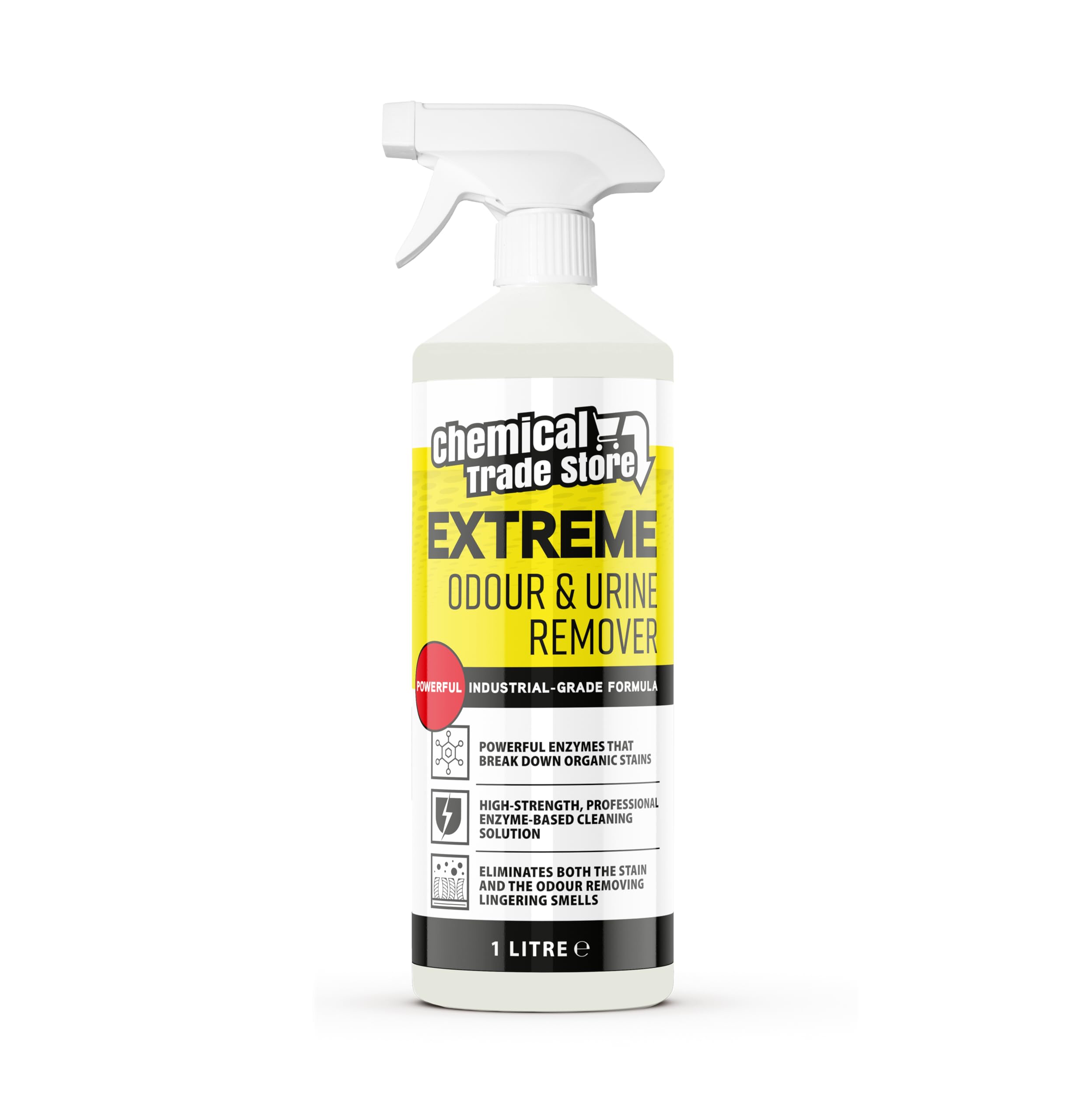 Chemical Trade Store - Extreme Odour & Urine Remover 1L - Enzyme-Based Cleaner for Pet & Household Smells - Eliminates Stains & Bad Odours from Carpets, Upholstery & Hard Floors